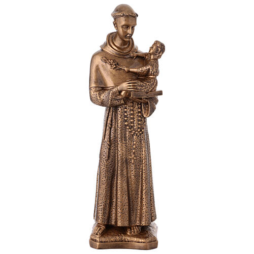 Saint Antoine de Padoue 60 cm marbre Carrare reconstitué effet bronze POUR EXTÉRIEUR 1