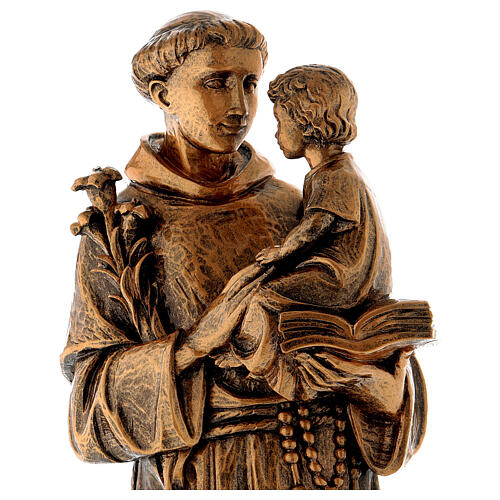 Heiliger Anton aus Padua 65cm Marmorpulver Bronzefinish für AUSSENGEBRAUCH 2