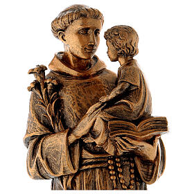 St. Anthony statue in bronzed marble powder composite 65 cm, OUTDOOR