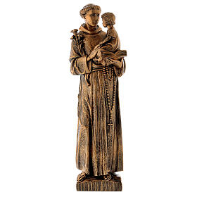 Statue Saint Antoine 65 cm poudre marbre Carrare effet bronze POUR EXTÉRIEUR