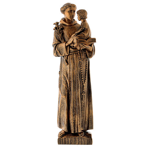 Statua Sant'Antonio 65 cm polvere di marmo bronzata PER ESTERNO 1
