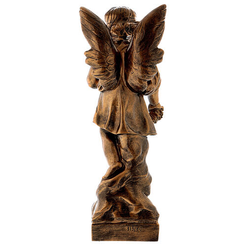 Angel with flowers statue in bronzed marble powder composite 60 cm, OUTDOOR 5