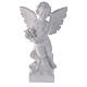 Angel with rose statue in polished white marble powder composite 60 cm, OUTDOOR s1