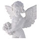 Angel with rose statue in polished white marble powder composite 60 cm, OUTDOOR s2