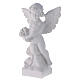 Angel with rose statue in polished white marble powder composite 60 cm, OUTDOOR s3