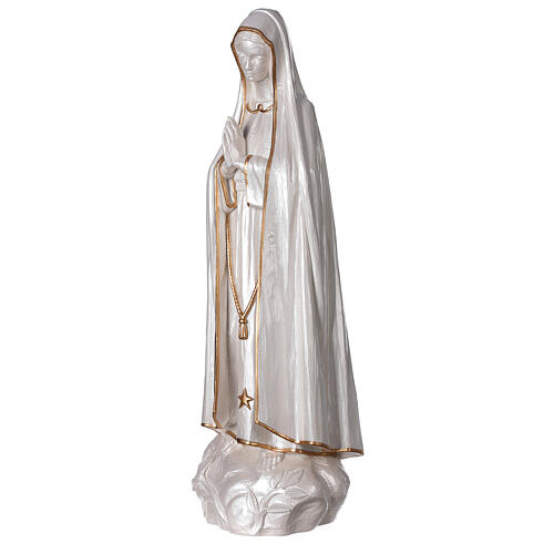 Estatua Virgen Fátima polvo mármol nacarado oro 60 cm 3