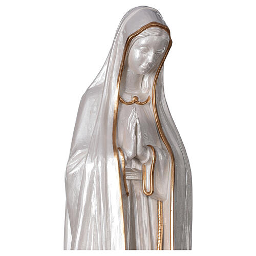 Estatua Virgen Fátima polvo mármol nacarado oro 60 cm 5