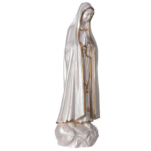 Imagem Nossa Senhora de Fátima pó de mármore acabado madrepérola com detalhes dourados 60 cm 4