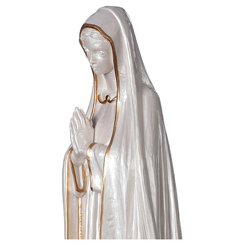 Imagem Nossa Senhora de Fátima pó de mármore acabado madrepérola com detalhes dourados 60 cm 6