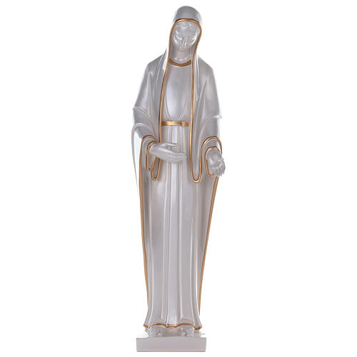 Our Lady of the Miraculous Medal statue pearl marble dust with golden details 1