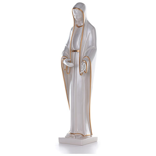 Our Lady of the Miraculous Medal statue pearl marble dust with golden details 3
