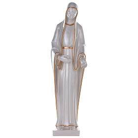 Miraculous Mary statue in reconstituted marble mother of pearl gold decor