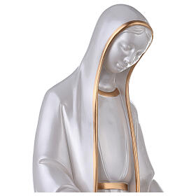 Miraculous Mary statue in reconstituted marble mother of pearl gold decor