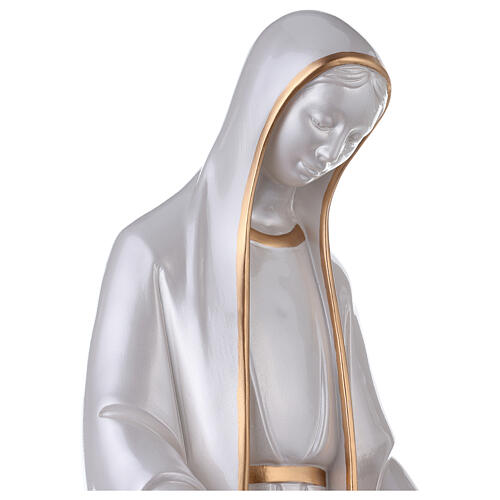 Miraculous Mary statue in reconstituted marble mother of pearl gold decor 2