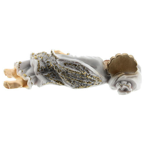 Sleeping Saint Joseph, white dress, marble dust, 12 cm 4