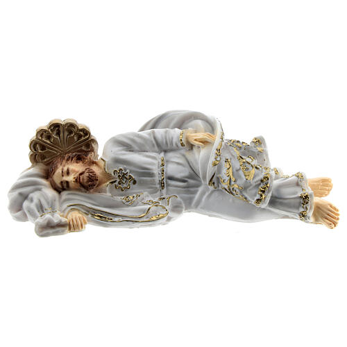 Saint Joseph endormi tunique blanche poudre de marbre 12 cm 1