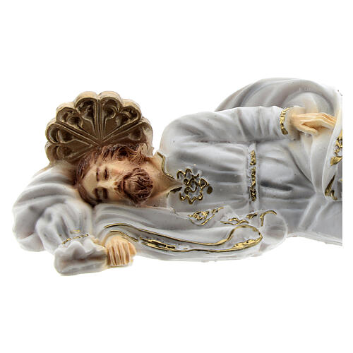 Święty Józef śpiący szata biała, proszek marmurowy 12 cm 2