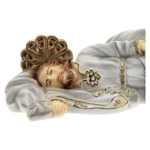 Sleeping Saint Joseph, golden details, marble dust, 20 cm 2