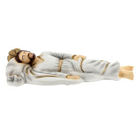 Sleeping Saint Joseph statue white robes reconstituted marble 40 cm OUTDOORS