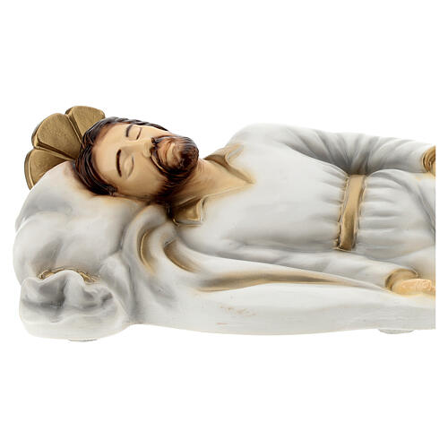 Sleeping Saint Joseph statue white robes reconstituted marble 40 cm OUTDOORS 3