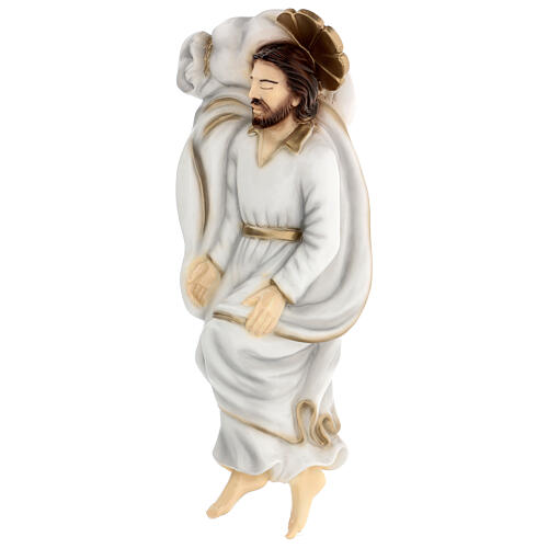 Sleeping Saint Joseph statue white robes reconstituted marble 40 cm OUTDOORS 4
