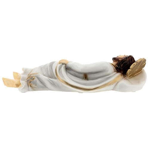 Sleeping Saint Joseph statue white robes reconstituted marble 40 cm OUTDOORS 5