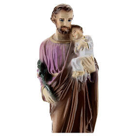 Bemalter Sankt Joseph mit Jesuskind aus Marmorstaub, 15 cm