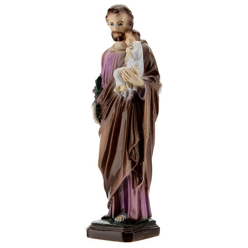 St Joseph statue with Child painted reconstituted marble 15 cm 3
