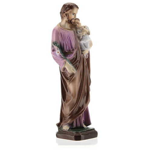 St Joseph statue with Child painted reconstituted marble 15 cm 4