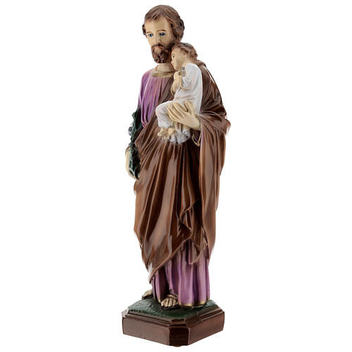 St Joseph with Jesus, painted statue, marble dust, 30 cm, OUTDOOR 3