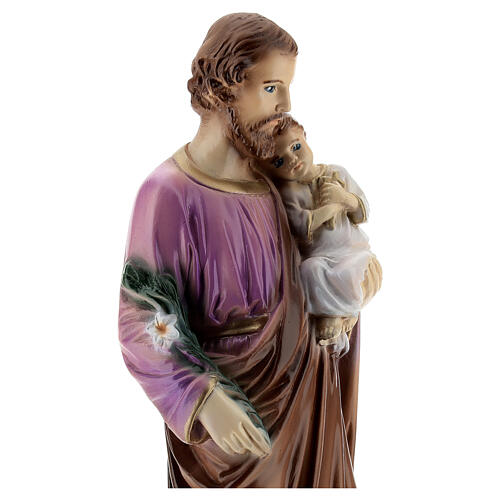 St Joseph with Jesus, painted statue, marble dust, 30 cm, OUTDOOR 4