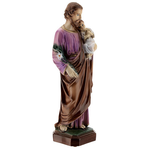 St Joseph with Jesus, painted statue, marble dust, 30 cm, OUTDOOR 5