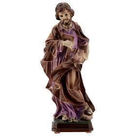 Sankt Joseph der Handwerker aus bemaltem Marmorstaub, 20 cm