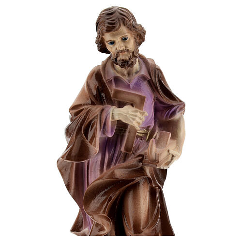 Sankt Joseph der Handwerker aus bemaltem Marmorstaub, 20 cm 2