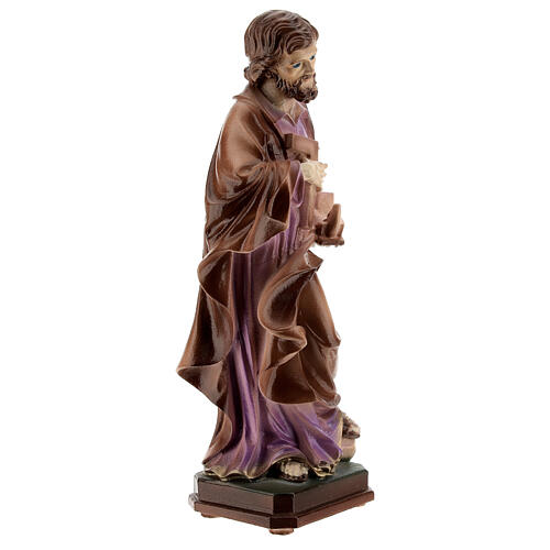 Sankt Joseph der Handwerker aus bemaltem Marmorstaub, 20 cm 4