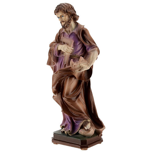 Saint Joseph the carpenter, painted marble dust, 20 cm 3