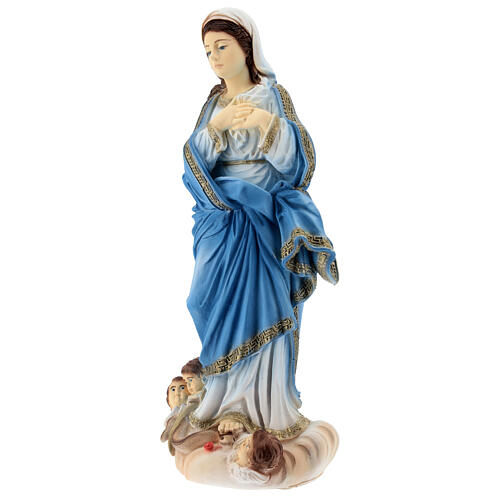 Virgen Inmaculada polvo de mármol pintada 30 cm EXTERIOR 4