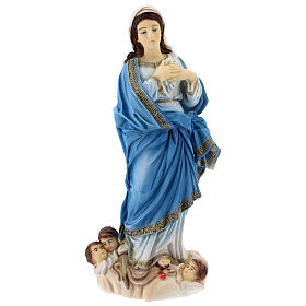 Blessed Mother Mary statue painted reconstituted marble 30 cm OUTDOORS