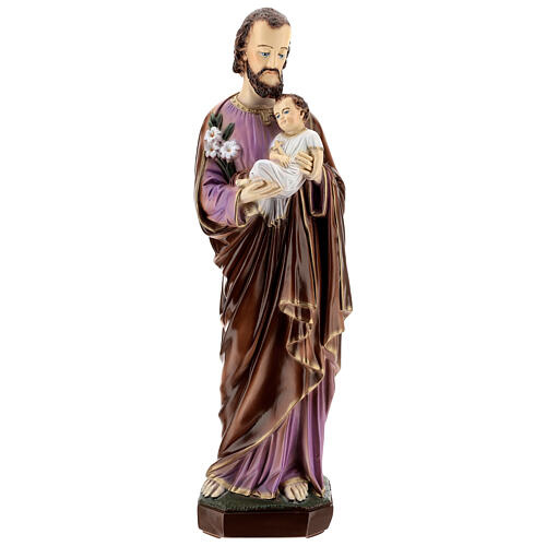Bemalter Sankt Joseph mit Jesuskind aus Marmorstaub, 70 cm AUßEN 1