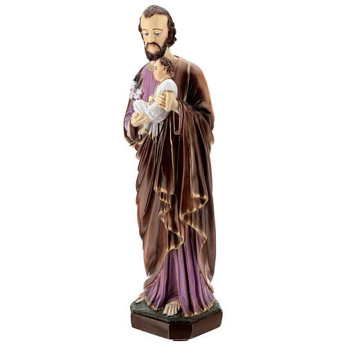 Bemalter Sankt Joseph mit Jesuskind aus Marmorstaub, 70 cm AUßEN 3