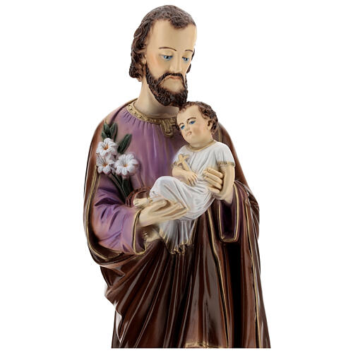 Saint Joseph with Infant Jesus, painted marble dust, 70 cm, OUTDOOR 4