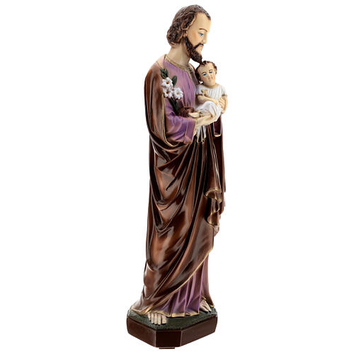 Saint Joseph with Infant Jesus, painted marble dust, 70 cm, OUTDOOR 5