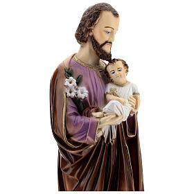 Saint Joseph avec Enfant Jésus peint poudre de marbre 70 cm EXTÉRIEUR