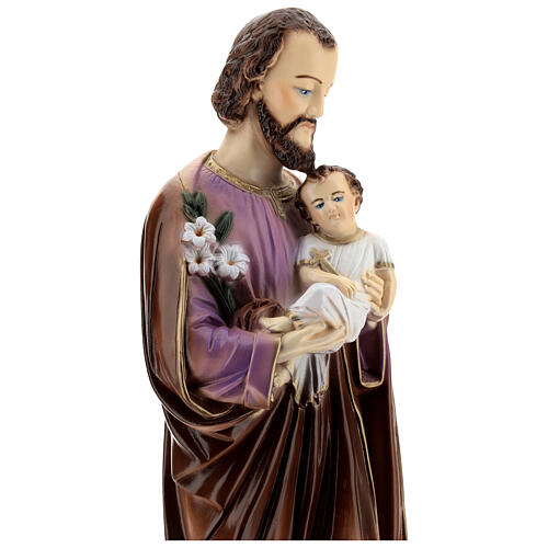 St Joseph and Child statue painted reconstituted marble 70 cm OUTDOORS 2