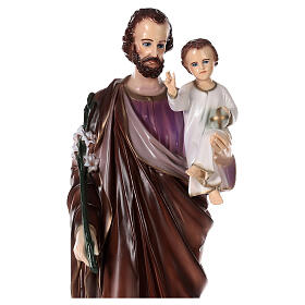 Bemalter Sankt Joseph mit Jesuskind aus Marmorstaub, 100 cm AUßEN