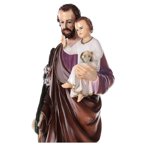 Statue of St Joseph with Jesus, painted marble dust, 100 cm, OUTDOOR 4