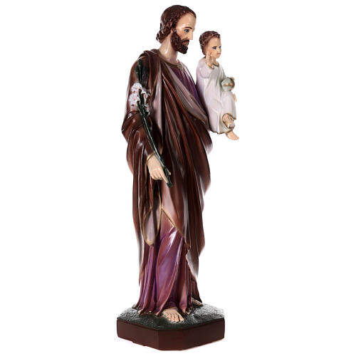 Statue of St Joseph with Jesus, painted marble dust, 100 cm, OUTDOOR 5