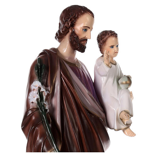 Statue of St Joseph with Jesus, painted marble dust, 100 cm, OUTDOOR 6