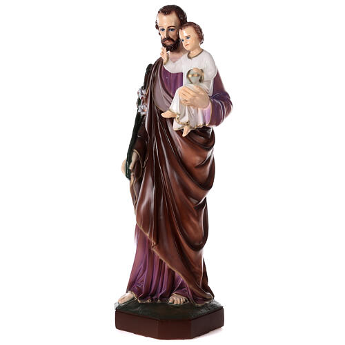 Saint Joseph avec Enfant Jésus poudre marbre peinte 100 cm EXTÉRIEUR 3