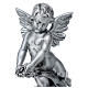Angelito con rosa mármol sintético de Carrara plateado 50 cm s2